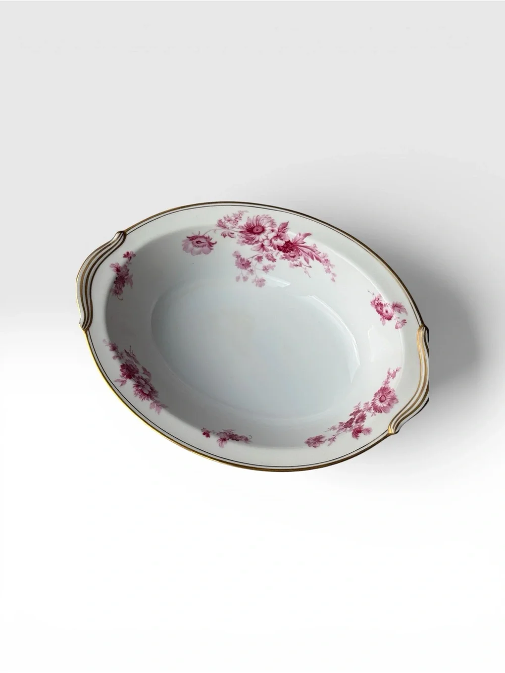 Noritake Vintage Pink Chrysanthemum China Japan Serving Bowl Dish Gold Trim